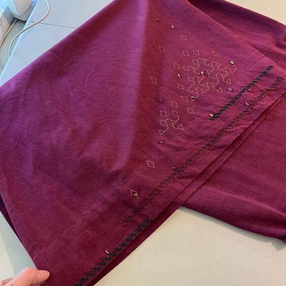 Vintage 90s Magenta Sleeveless Stone Beaded Embroidered Maxi Dress - Picture 8 of 13